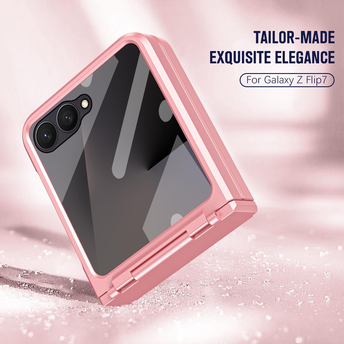 For Galaxy Z Flip8 5G Diamond Case-film Integral Hinge Shockproof Phone Case - Pink - SYA002386206B