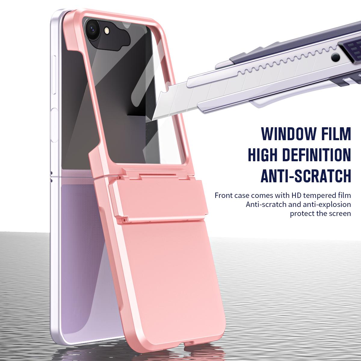 For Galaxy Z Flip8 5G Diamond Case-film Integral Hinge Shockproof Phone Case - Pink - SYA002386206B