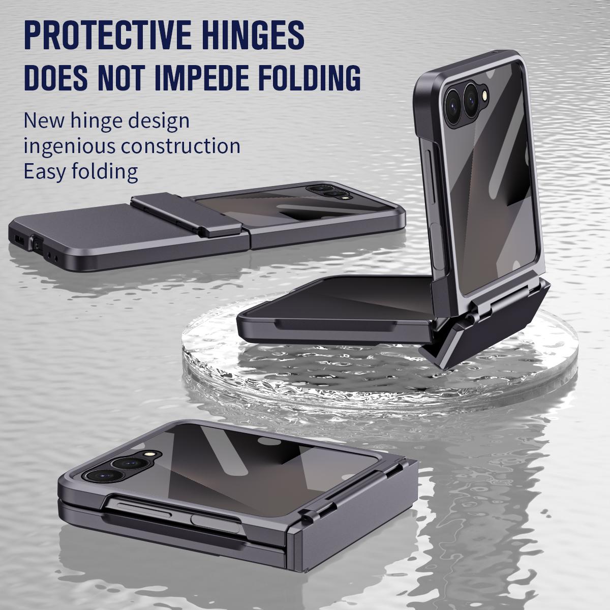 For Galaxy Z Flip8 5G Diamond Case-film Integral Hinge Shockproof Phone Case - Black - SYA002386206C