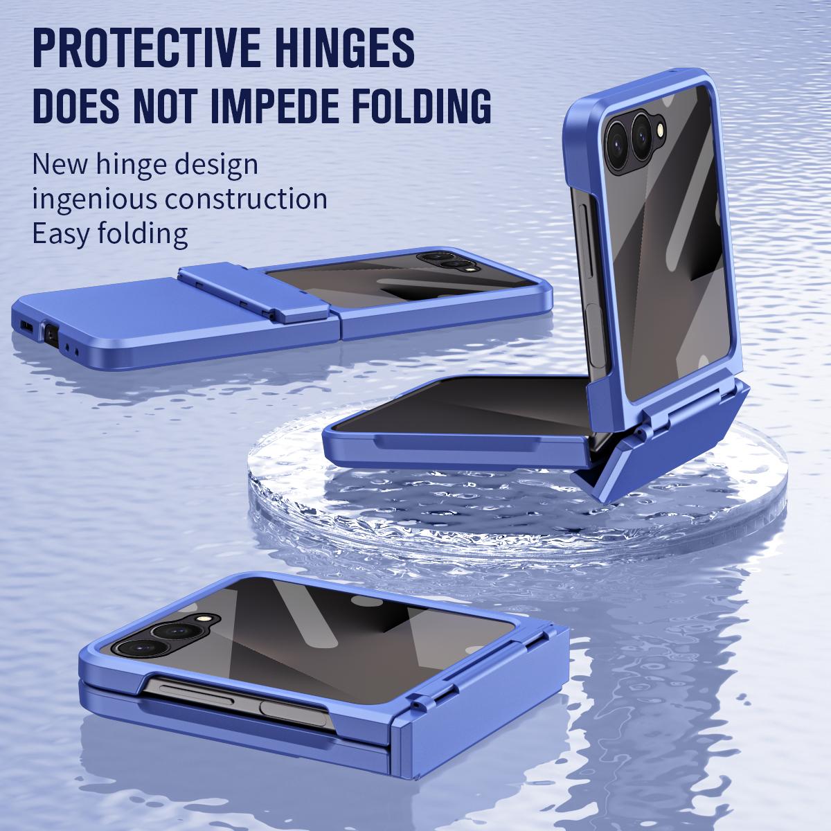For Galaxy Z Flip8 5G Diamond Case-film Integral Hinge Shockproof Phone Case - Blue - SYA002386206D