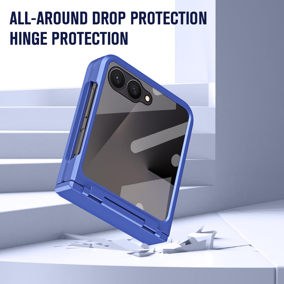 For Galaxy Z Flip8 5G Diamond Case-film Integral Hinge Shockproof Phone Case - Blue - SYA002386206D