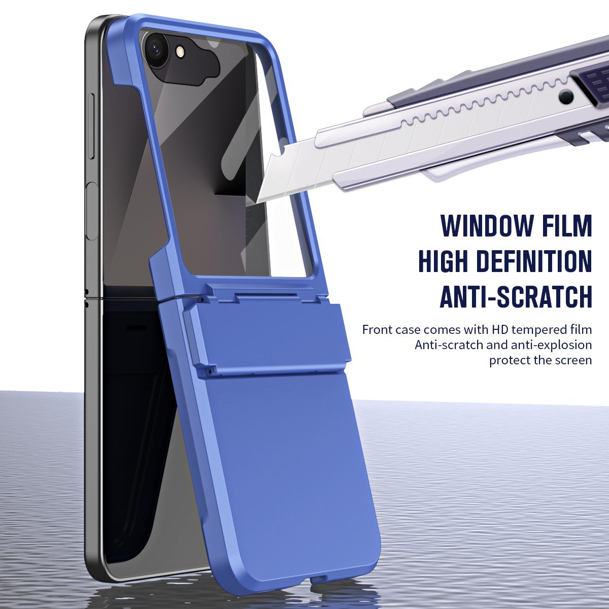 For Galaxy Z Flip8 5G Diamond Case-film Integral Hinge Shockproof Phone Case - Blue - SYA002386206D