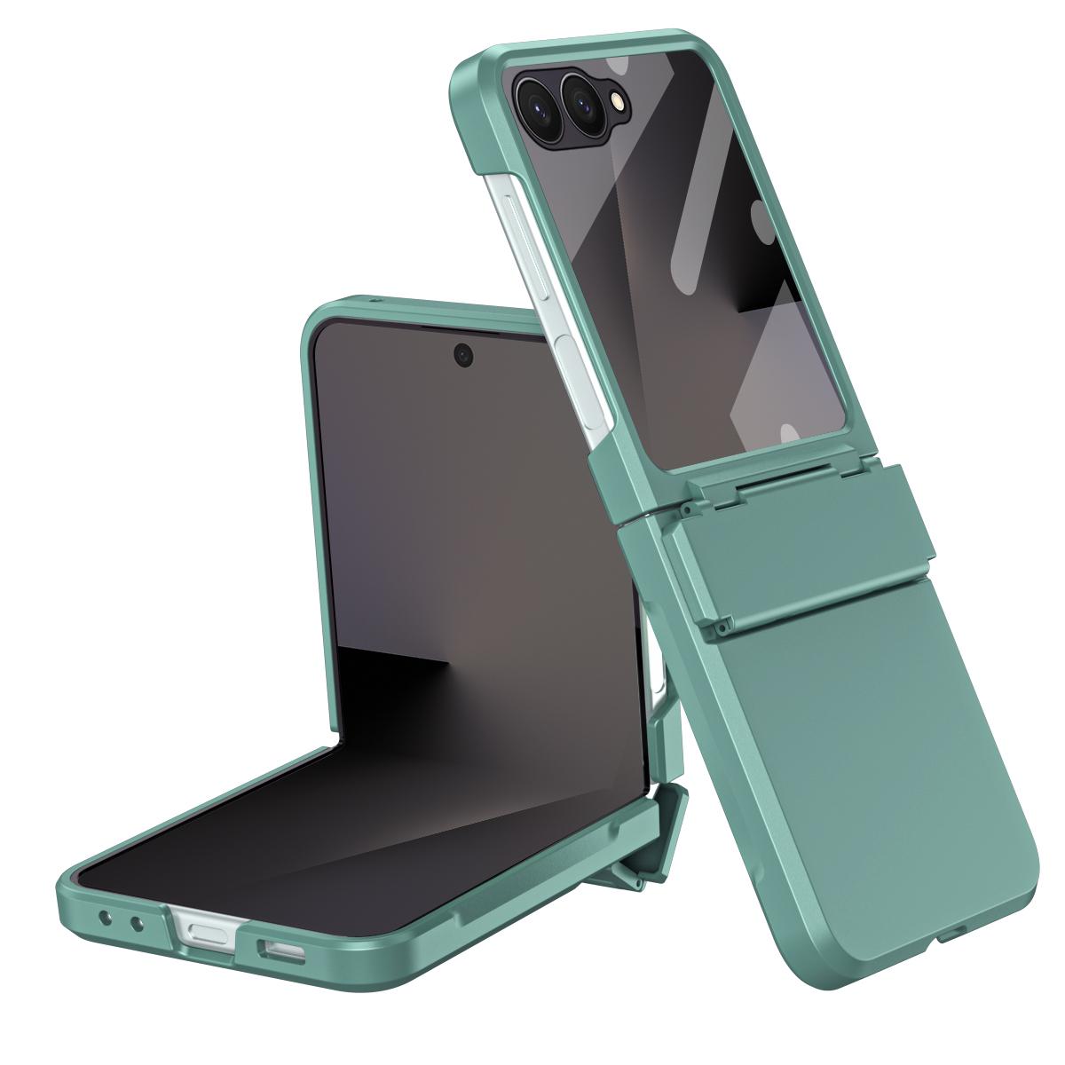 For Galaxy Z Flip8 5G Diamond Case-film Integral Hinge Shockproof Phone Case - Green - SYA002386206E