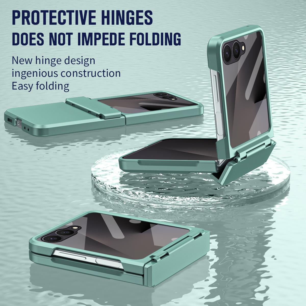 For Galaxy Z Flip8 5G Diamond Case-film Integral Hinge Shockproof Phone Case - Green - SYA002386206E
