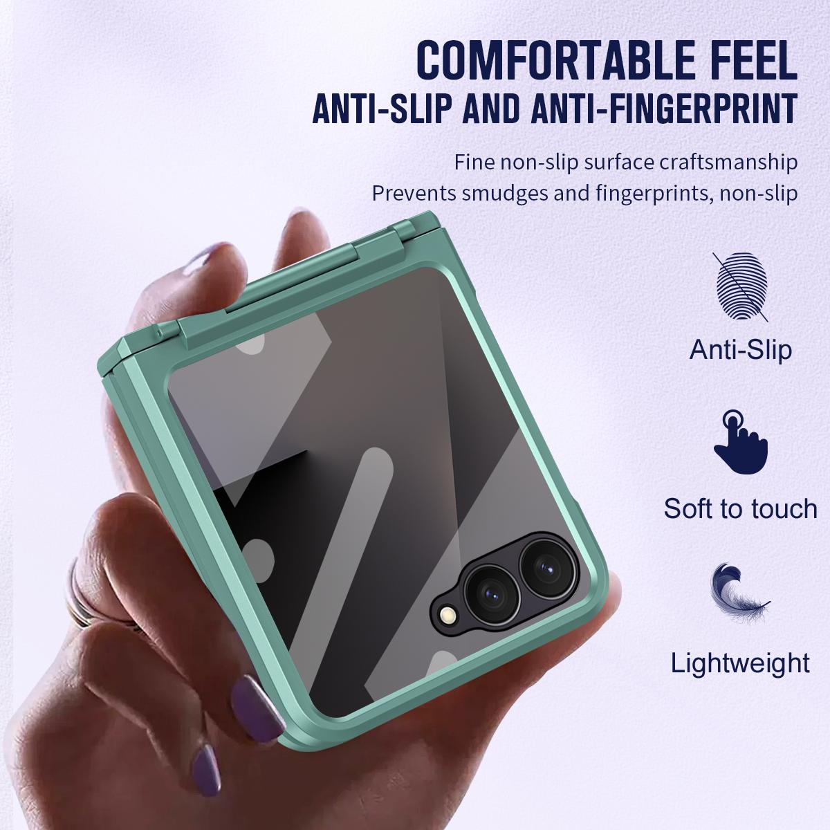 For Galaxy Z Flip8 5G Diamond Case-film Integral Hinge Shockproof Phone Case - Green - SYA002386206E