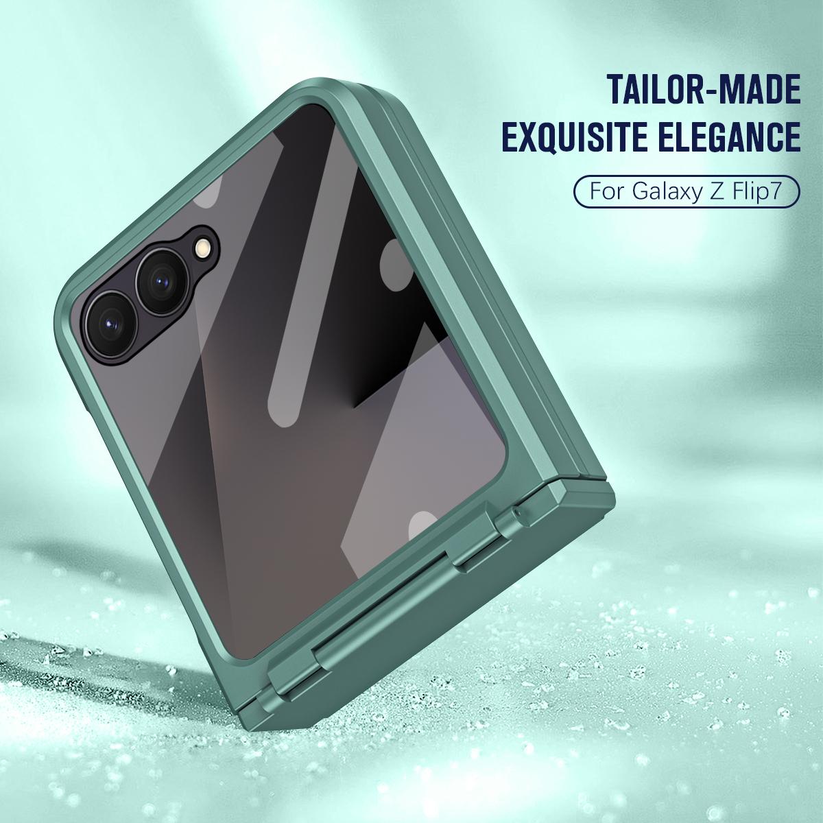 For Galaxy Z Flip8 5G Diamond Case-film Integral Hinge Shockproof Phone Case - Green - SYA002386206E