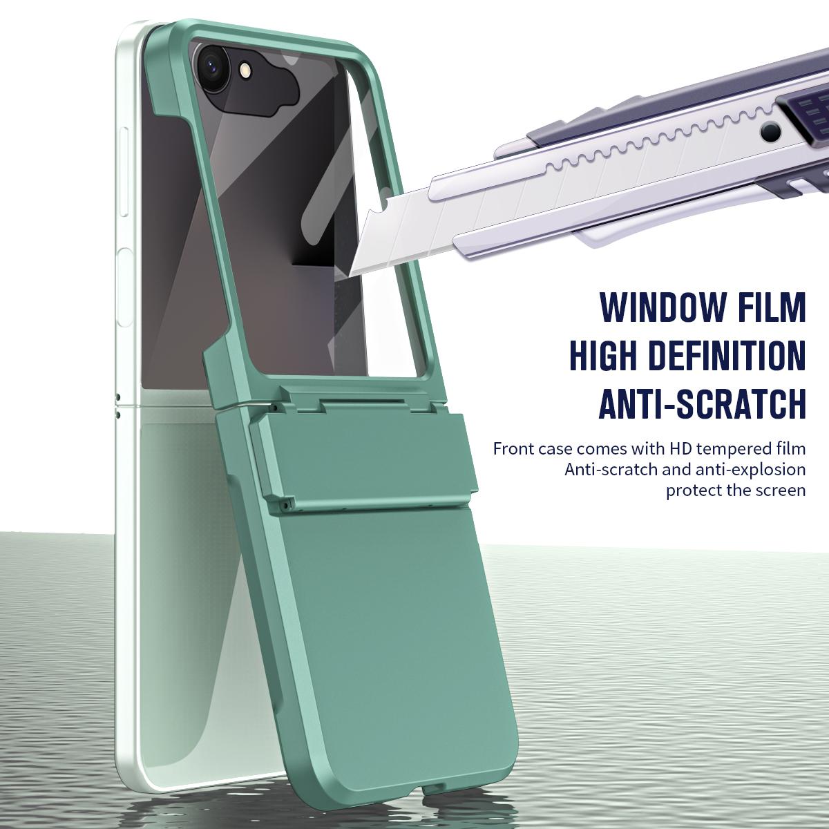 For Galaxy Z Flip8 5G Diamond Case-film Integral Hinge Shockproof Phone Case - Green - SYA002386206E
