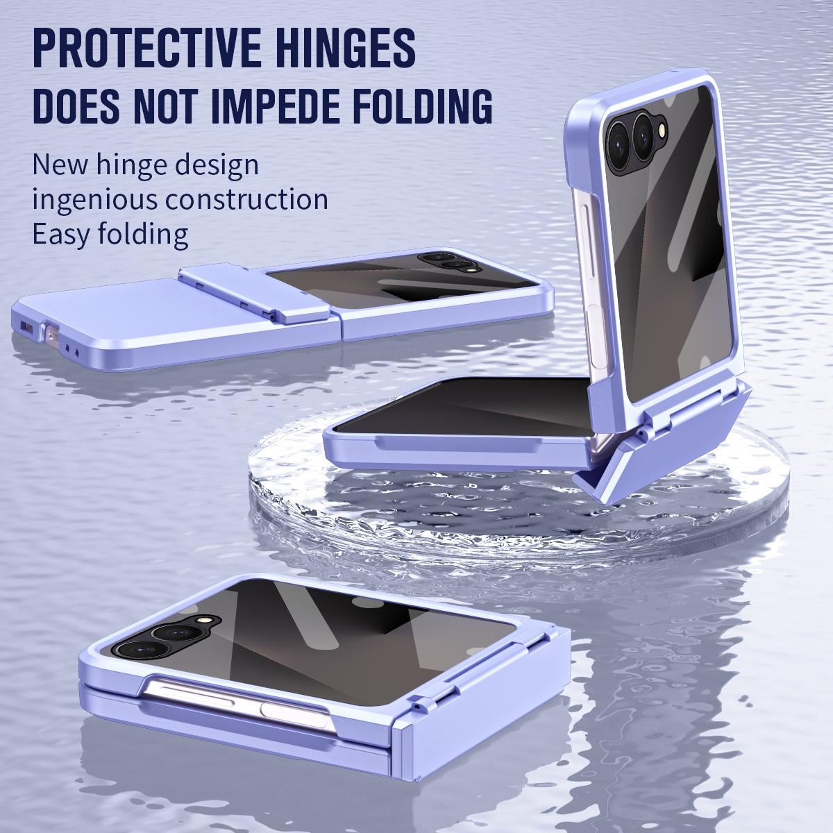 For Galaxy Z Flip8 5G Diamond Case-film Integral Hinge Shockproof Phone Case - Violet - SYA002386206F