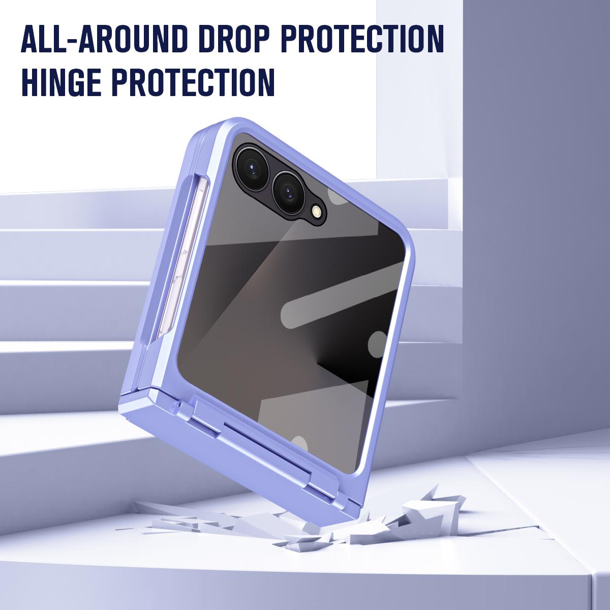 For Galaxy Z Flip8 5G Diamond Case-film Integral Hinge Shockproof Phone Case - Violet - SYA002386206F