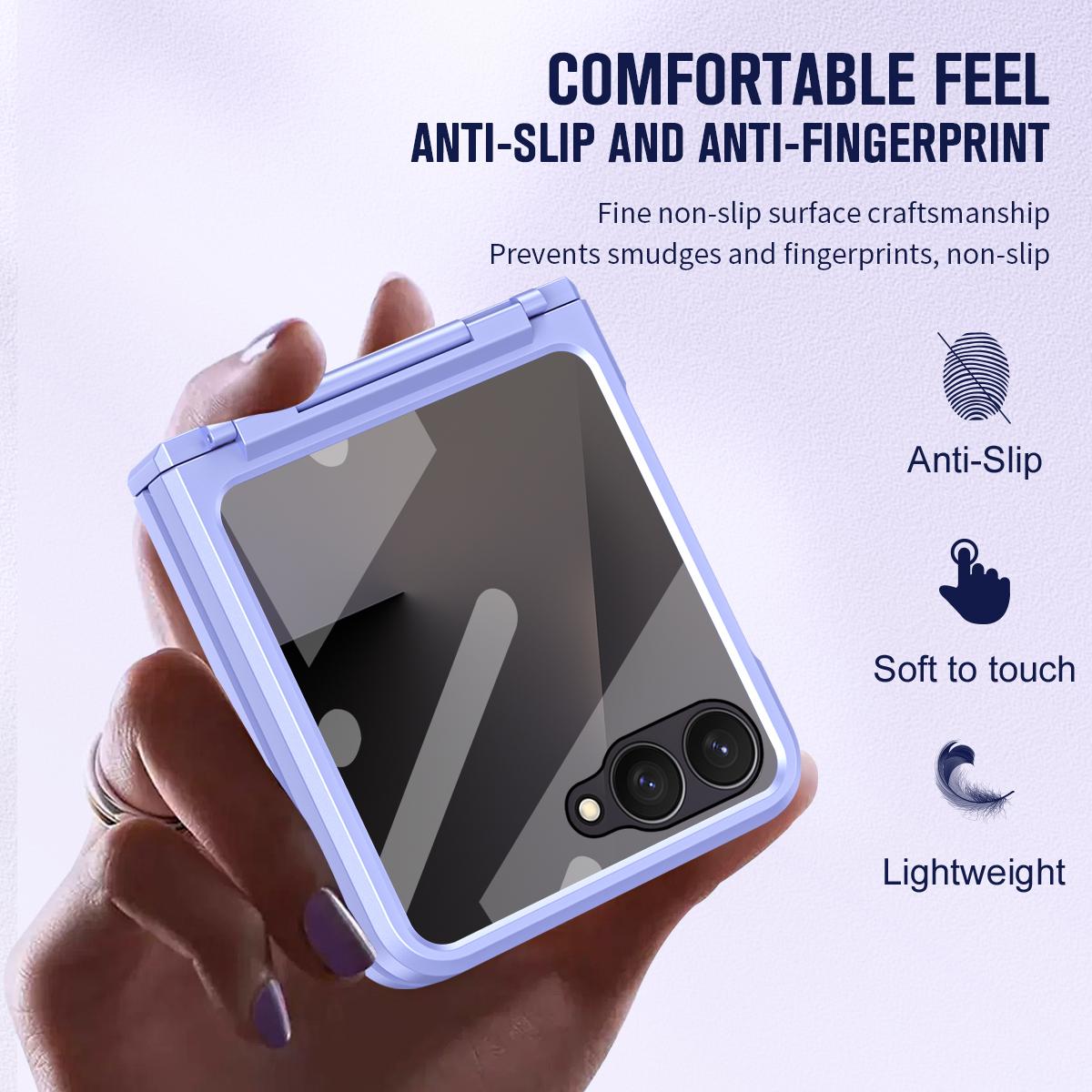 For Galaxy Z Flip8 5G Diamond Case-film Integral Hinge Shockproof Phone Case - Violet - SYA002386206F