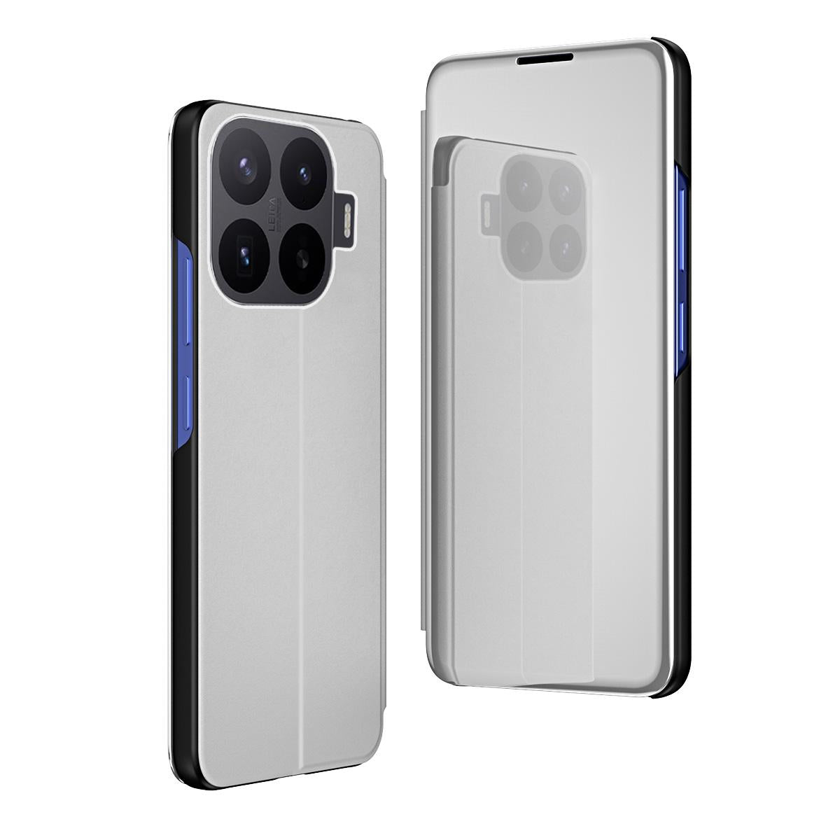 For Xiaomi 17T 5G Plated Mirror Horizontal Flip Leather Phone Case with Holder - Silver - SYA002391826G