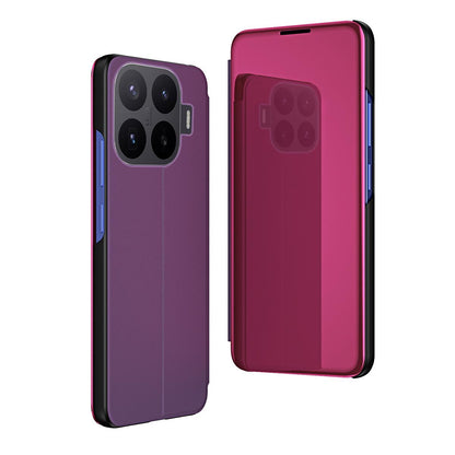 For Xiaomi 17T Pro 5G Plated Mirror Horizontal Flip Leather Phone Case with Holder - Purple - SYA002391827B