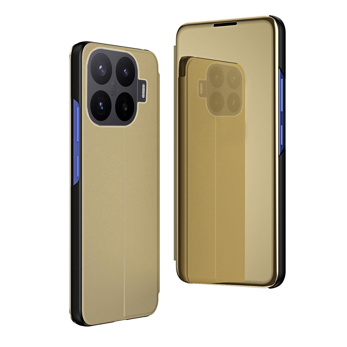 For Xiaomi 17T Pro 5G Plated Mirror Horizontal Flip Leather Phone Case with Holder - Gold - SYA002391827D