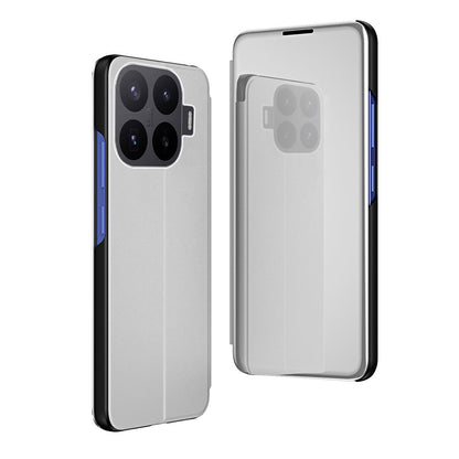 For Xiaomi 17T Pro 5G Plated Mirror Horizontal Flip Leather Phone Case with Holder - Silver - SYA002391827G