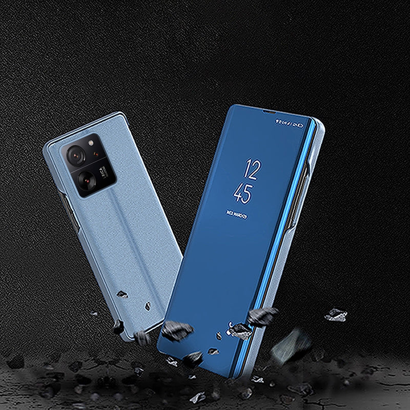 For Xiaomi 17T Pro 5G Plated Mirror Horizontal Flip Leather Phone Case with Holder - Silver - SYA002391827G