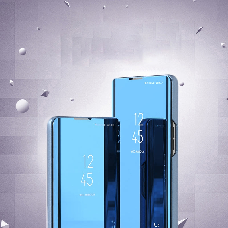 For Xiaomi 17T 5G Plated Mirror Horizontal Flip Leather Phone Case with Holder - Blue - SYA002391826C