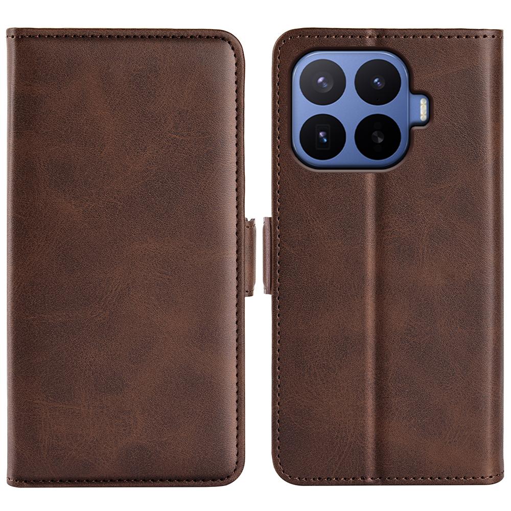 For Xiaomi 17T Pro 5G Dual-side Magnetic Buckle Horizontal Flip Leather Phone Case - Brown - SYA002394647C