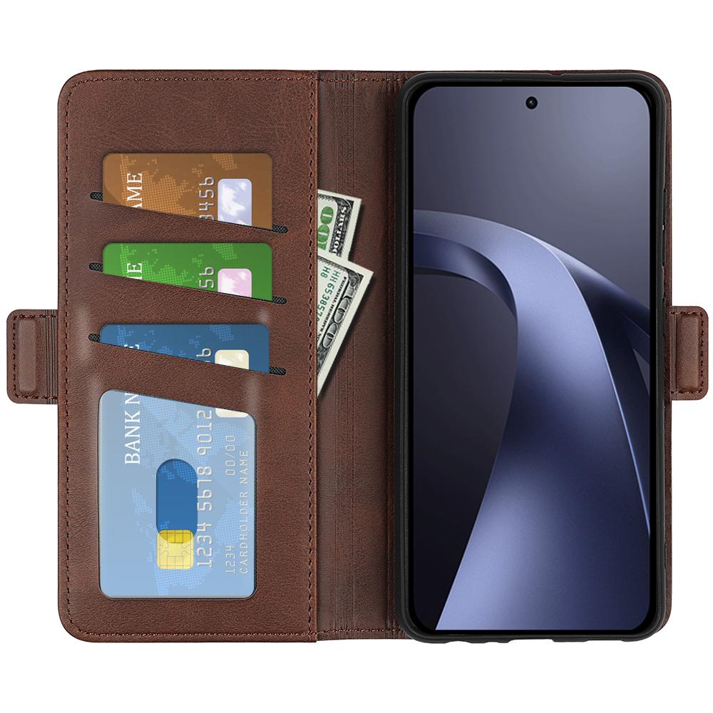 For Xiaomi 17T Pro 5G Dual-side Magnetic Buckle Horizontal Flip Leather Phone Case - Brown - SYA002394647C