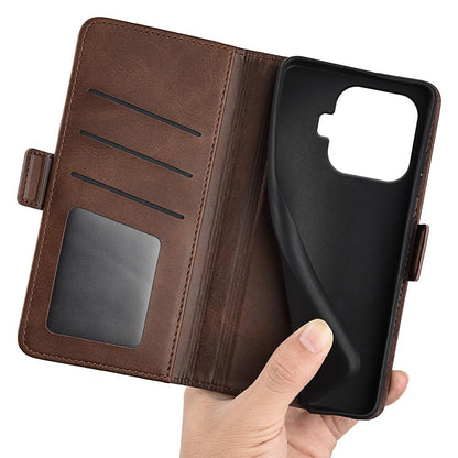For Xiaomi 17T Pro 5G Dual-side Magnetic Buckle Horizontal Flip Leather Phone Case - Brown - SYA002394647C