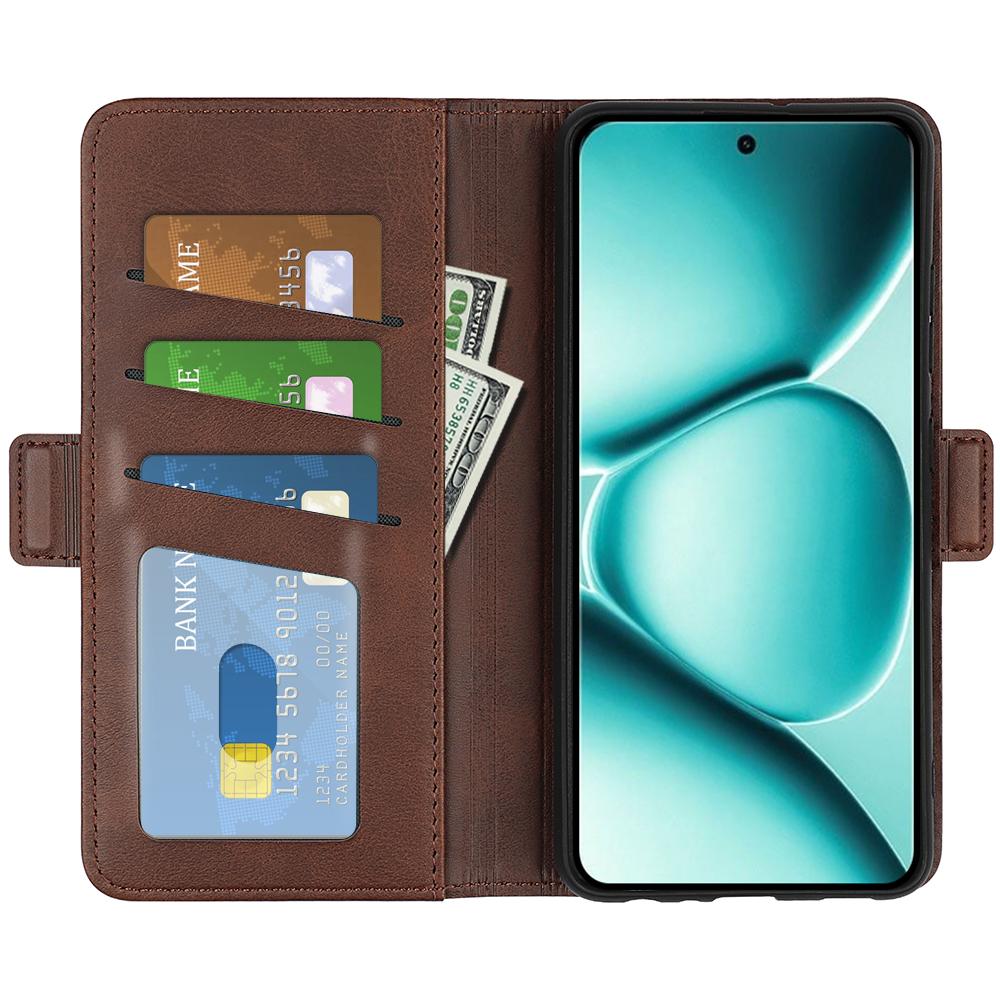 For Redmi Note 15 Pro 5G Global 163.6mm Dual-side Magnetic Buckle Horizontal Flip Leather Phone Case - Brown - SYA002394648C