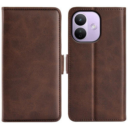 For Redmi Note 17 Pro Max 5G Global 163.4mm Dual-side Magnetic Buckle Horizontal Flip Leather Phone Case - Brown - SYA002394650C