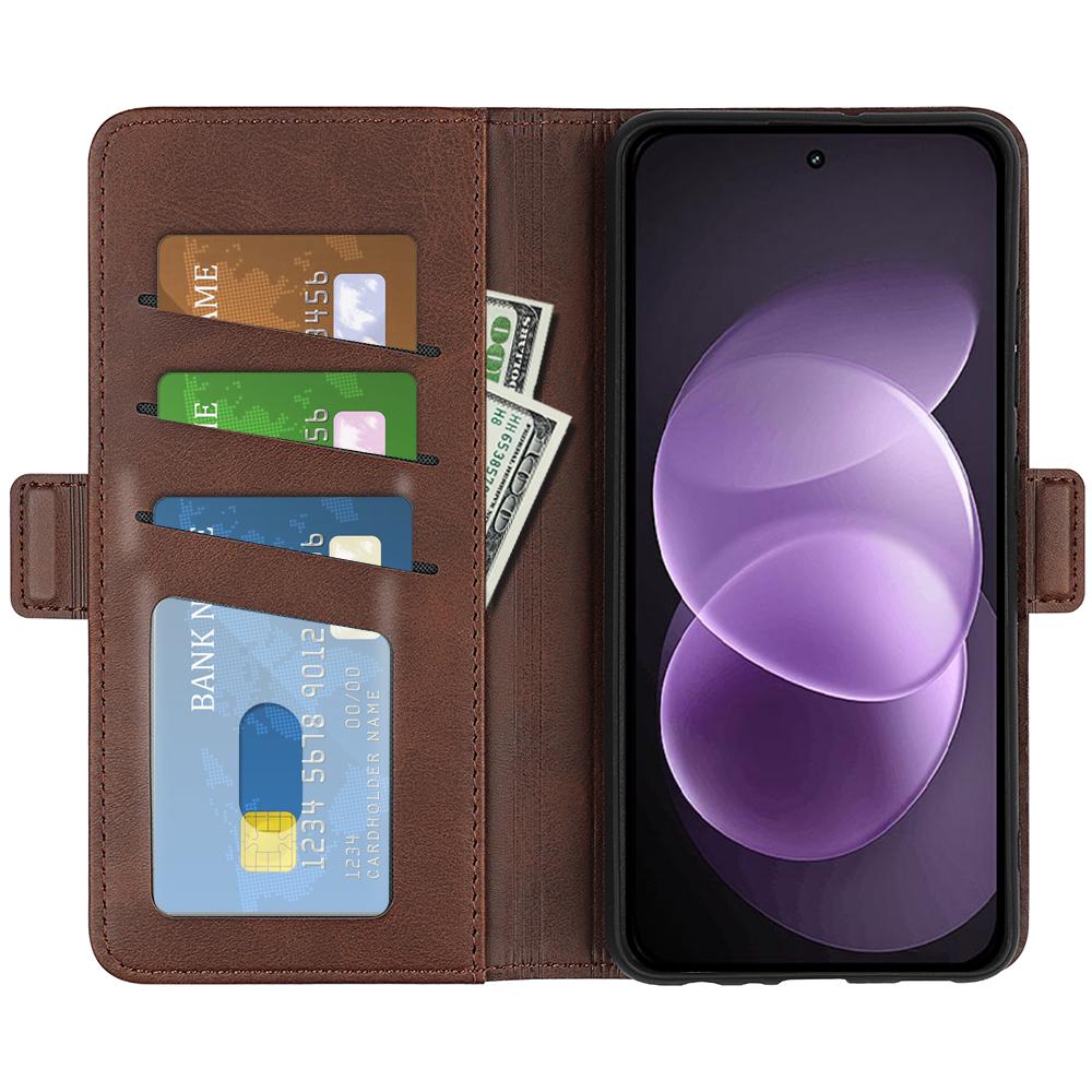For Redmi Note 17 Pro Max 5G Global 163.4mm Dual-side Magnetic Buckle Horizontal Flip Leather Phone Case - Brown - SYA002394650C