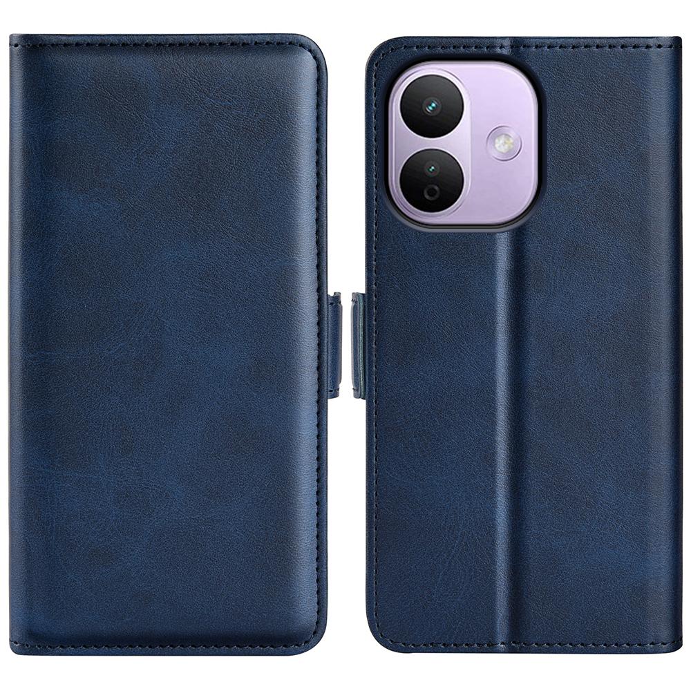 For Redmi Note 17 Pro Max 5G Global 163.4mm Dual-side Magnetic Buckle Horizontal Flip Leather Phone Case - Dark Blue - SYA002394650D