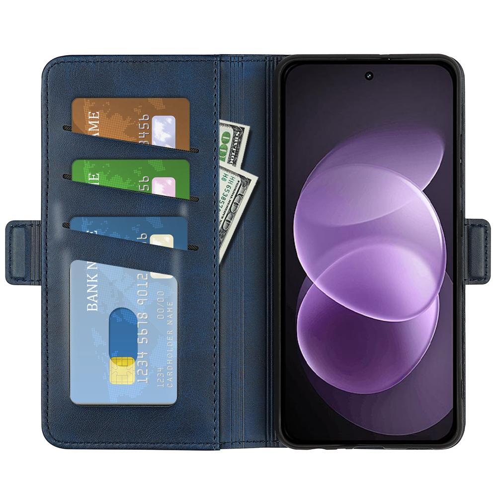 For Redmi Note 17 Pro Max 5G Global 163.4mm Dual-side Magnetic Buckle Horizontal Flip Leather Phone Case - Dark Blue - SYA002394650D