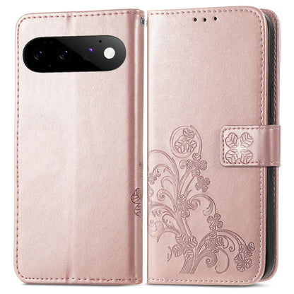 For Google Pixel 11 Pro XL Four-leaf Clasp Embossed Buckle Leather Phone Case(Rose Gold)