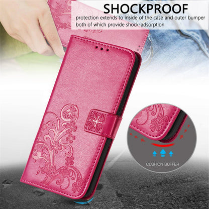 For Google Pixel 11 Pro XL Four-leaf Clasp Embossed Buckle Leather Phone Case(Red)