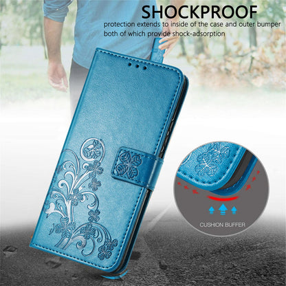 For Google Pixel 11 Pro XL Four-leaf Clasp Embossed Buckle Leather Phone Case(Blue)
