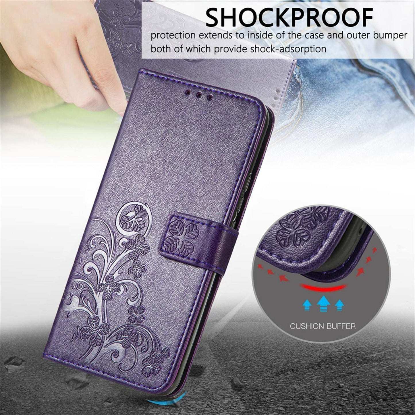 For Google Pixel 11 Pro XL Four-leaf Clasp Embossed Buckle Leather Phone Case(Purple)