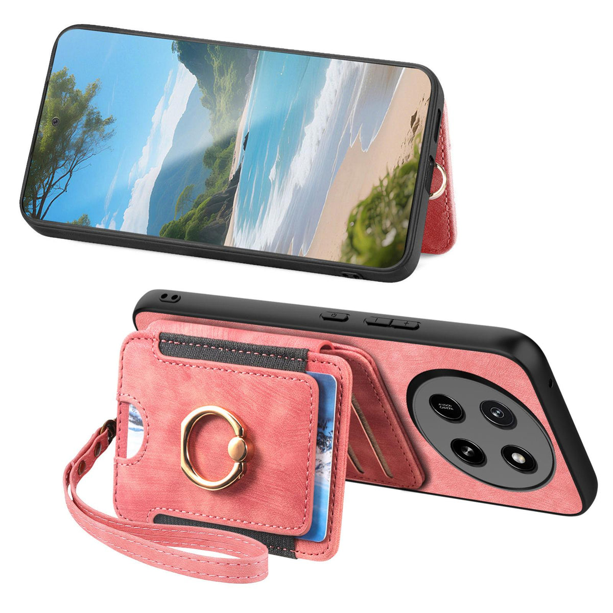 For Honor X80 Pro Max 5G Retro Skin-feel Ring Multi-card RFID Wallet Phone Case - Pink - SYA002460006A
