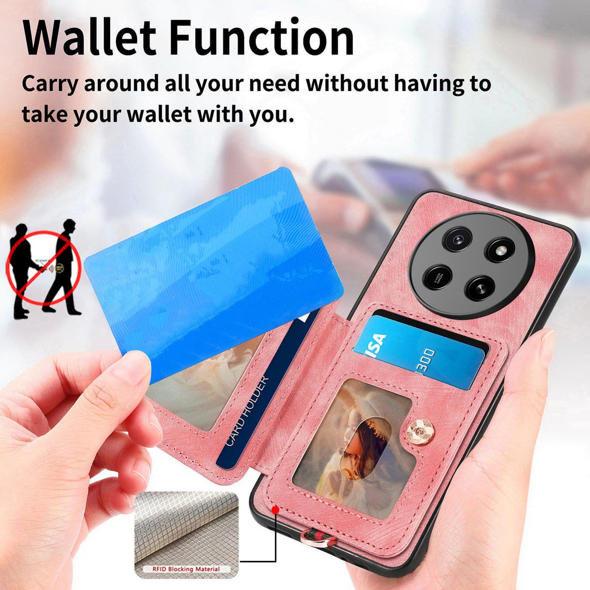 For Honor X80 Pro Max 5G Retro Skin-feel Ring Multi-card RFID Wallet Phone Case - Pink - SYA002460006A