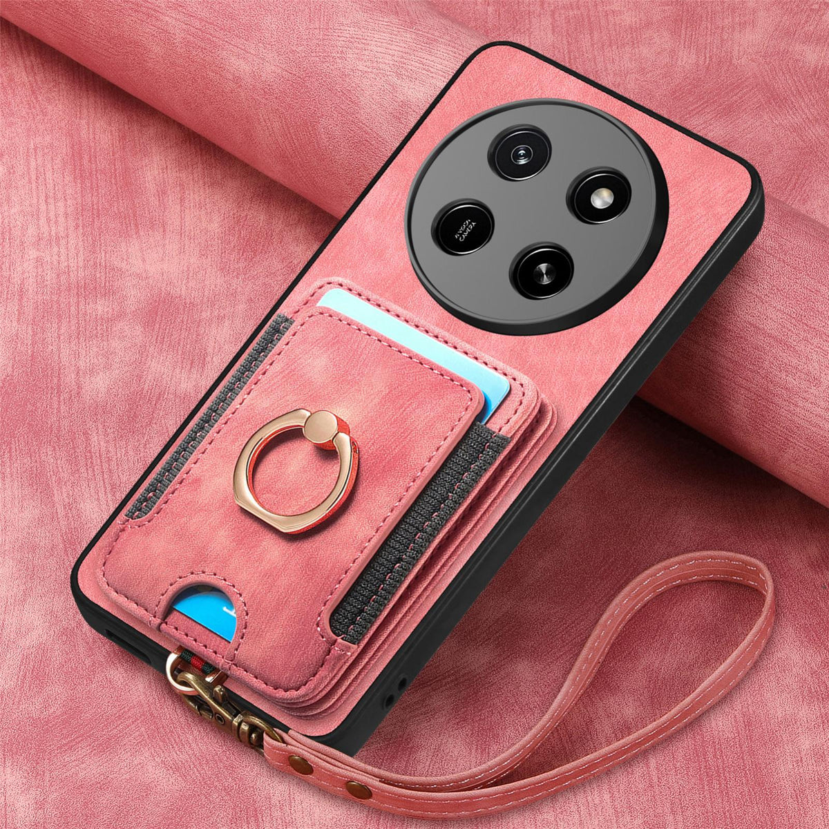For Honor X80 Pro Max 5G Retro Skin-feel Ring Multi-card RFID Wallet Phone Case - Pink - SYA002460006A