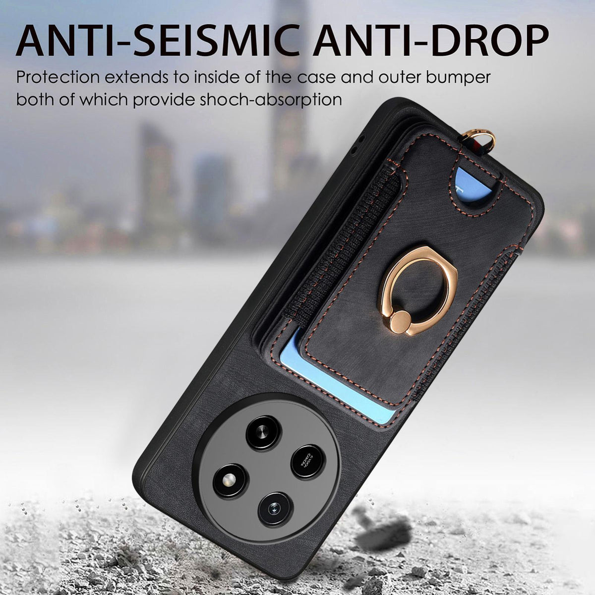 For Honor X80 Pro Max 5G Retro Skin-feel Ring Multi-card RFID Wallet Phone Case - Black - SYA002460006B