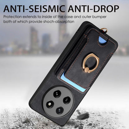 For Honor X80 Pro Max 5G Retro Skin-feel Ring Multi-card RFID Wallet Phone Case - Black - SYA002460006B