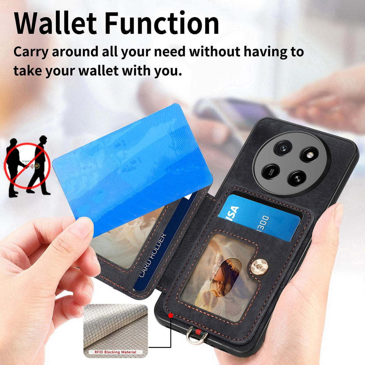 For Honor X80 Pro Max 5G Retro Skin-feel Ring Multi-card RFID Wallet Phone Case - Black - SYA002460006B