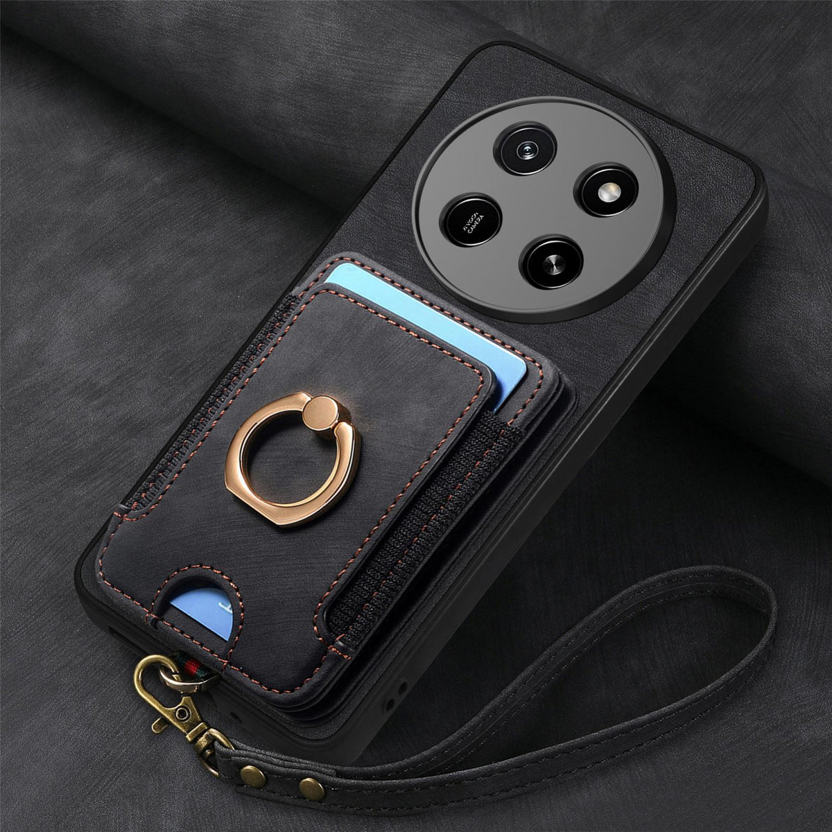 For Honor X80 Pro Max 5G Retro Skin-feel Ring Multi-card RFID Wallet Phone Case - Black - SYA002460006B