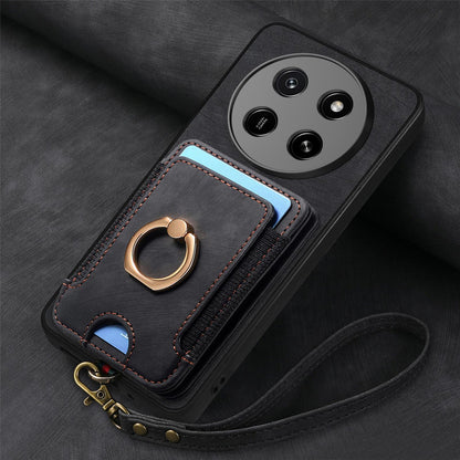 For Honor X80 Pro Max 5G Retro Skin-feel Ring Multi-card RFID Wallet Phone Case - Black - SYA002460006B