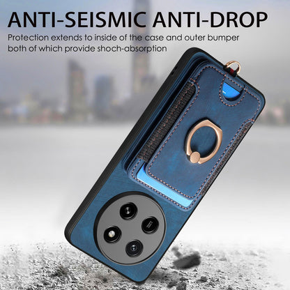 For Honor X80 Pro Max 5G Retro Skin-feel Ring Multi-card RFID Wallet Phone Case - Blue - SYA002460006C