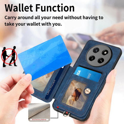 For Honor X80 Pro Max 5G Retro Skin-feel Ring Multi-card RFID Wallet Phone Case - Blue - SYA002460006C