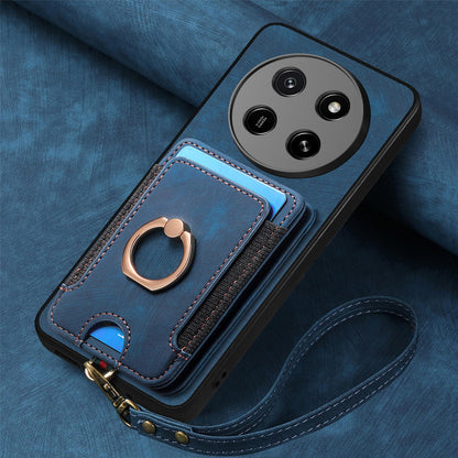 For Honor X80 Pro Max 5G Retro Skin-feel Ring Multi-card RFID Wallet Phone Case - Blue - SYA002460006C