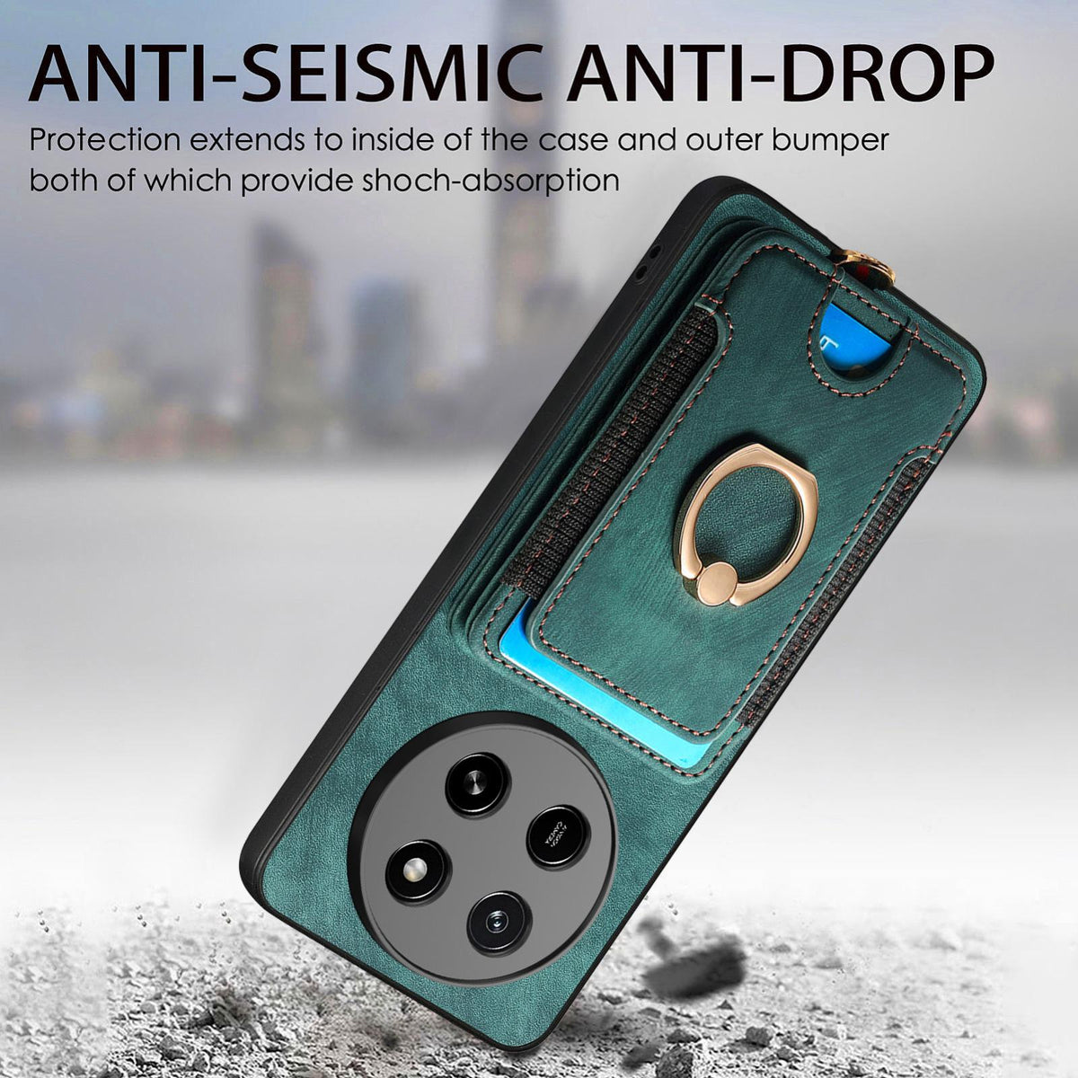 For Honor X80 Pro Max 5G Retro Skin-feel Ring Multi-card RFID Wallet Phone Case - Green - SYA002460006D