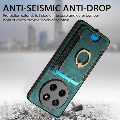 For Honor X80 Pro Max 5G Retro Skin-feel Ring Multi-card RFID Wallet Phone Case - Green - SYA002460006D