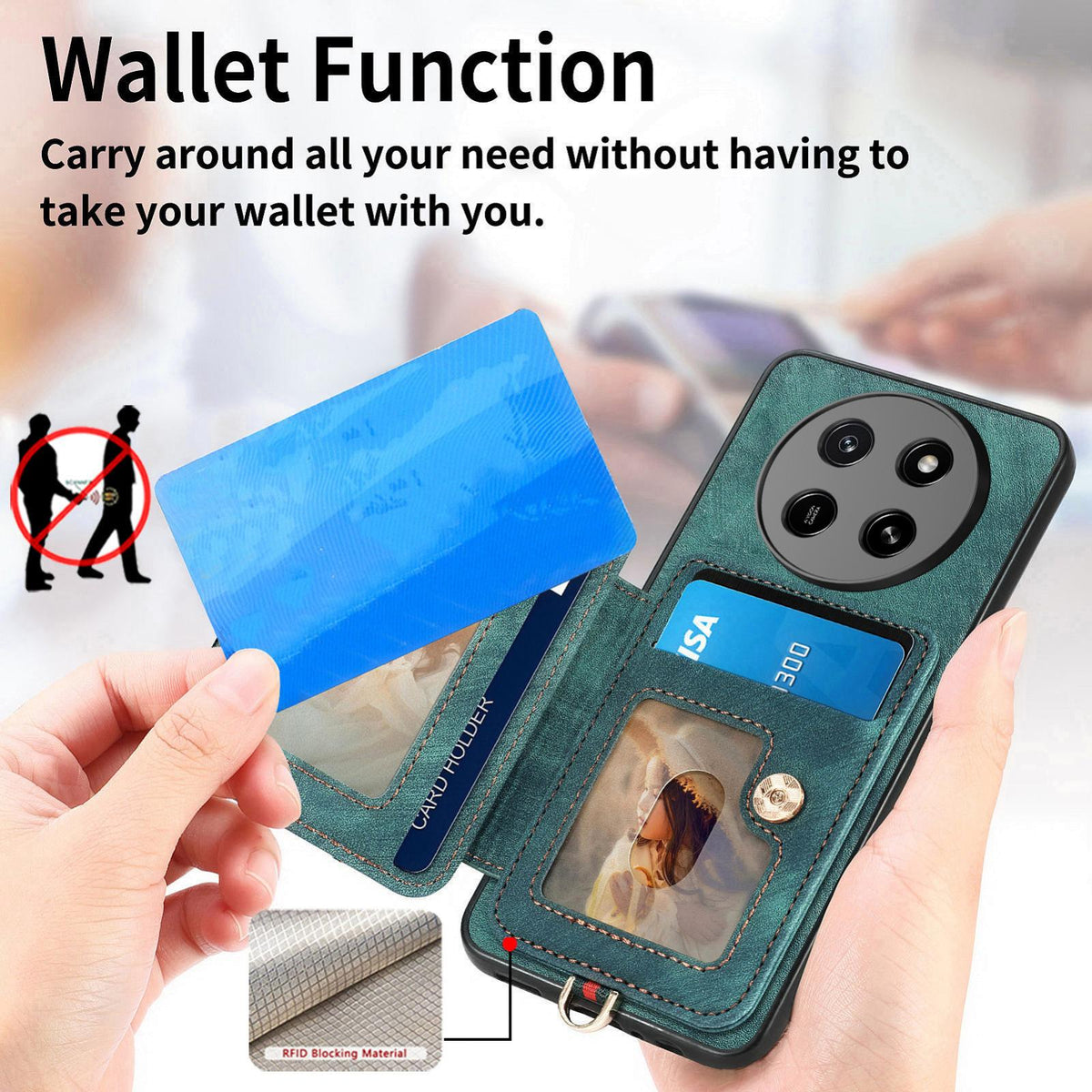 For Honor X80 Pro Max 5G Retro Skin-feel Ring Multi-card RFID Wallet Phone Case - Green - SYA002460006D