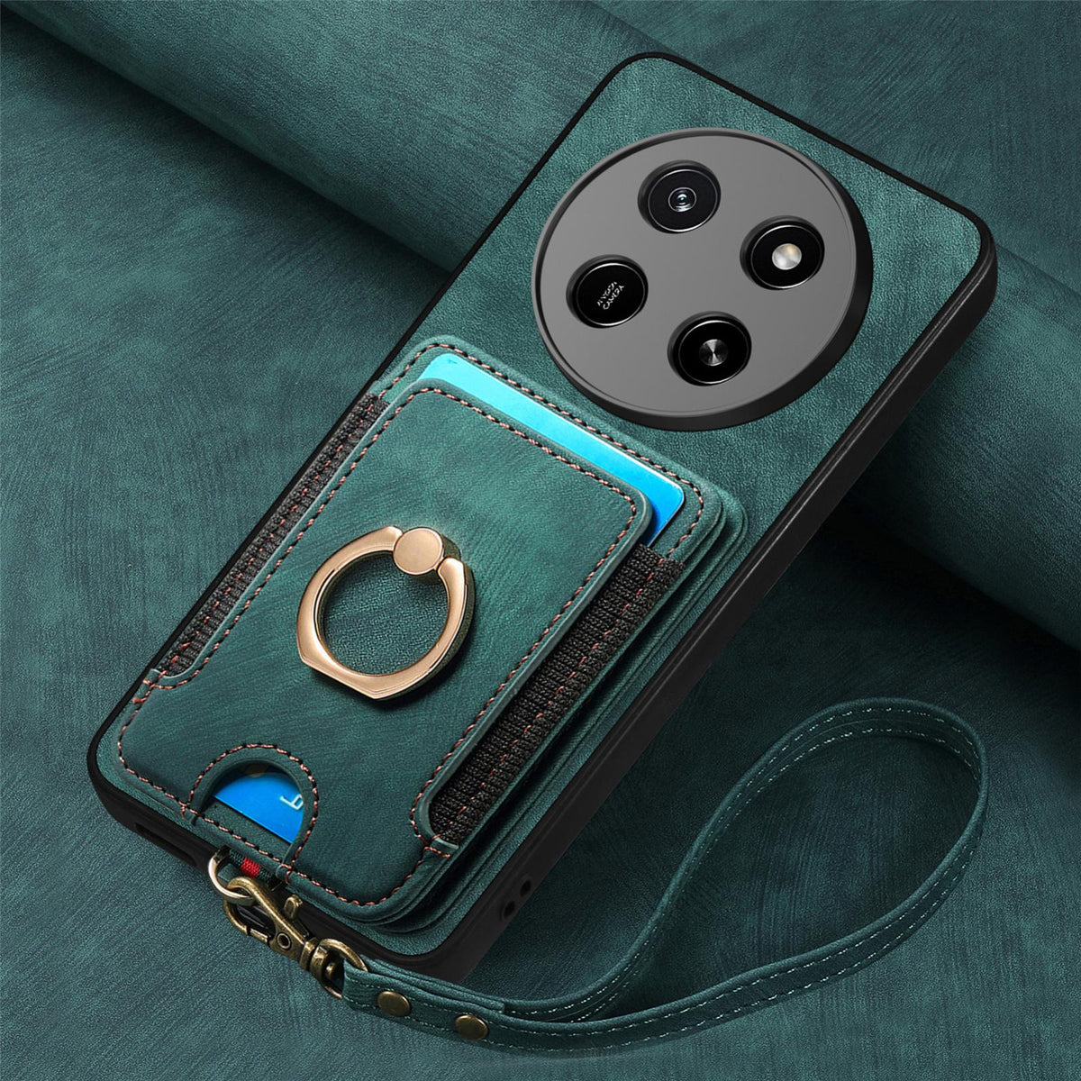 For Honor X80 Pro Max 5G Retro Skin-feel Ring Multi-card RFID Wallet Phone Case - Green - SYA002460006D
