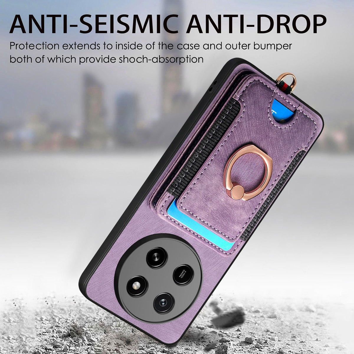 For Honor X80 Pro Max 5G Retro Skin-feel Ring Multi-card RFID Wallet Phone Case - Purple - SYA002460006E