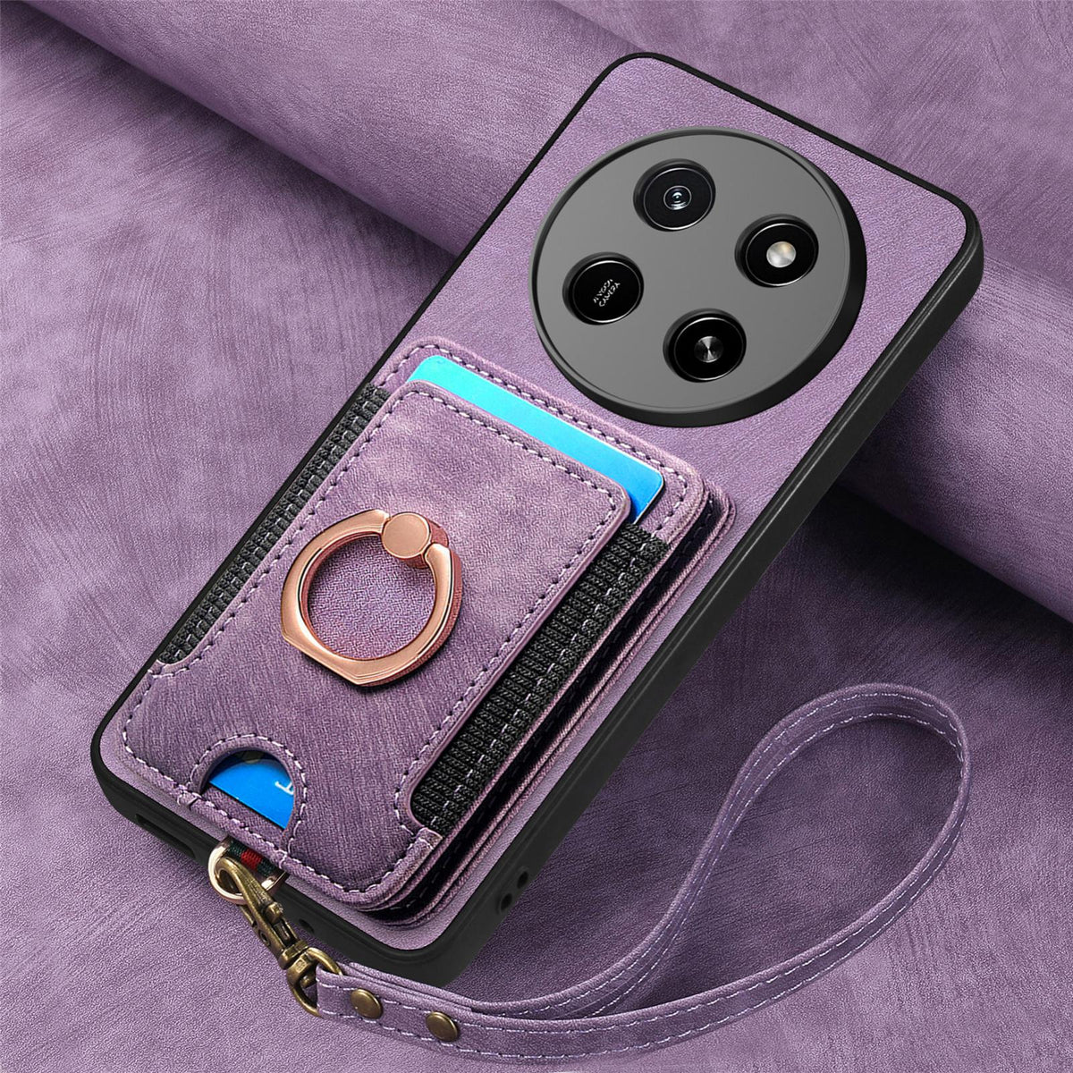For Honor X80 Pro Max 5G Retro Skin-feel Ring Multi-card RFID Wallet Phone Case - Purple - SYA002460006E