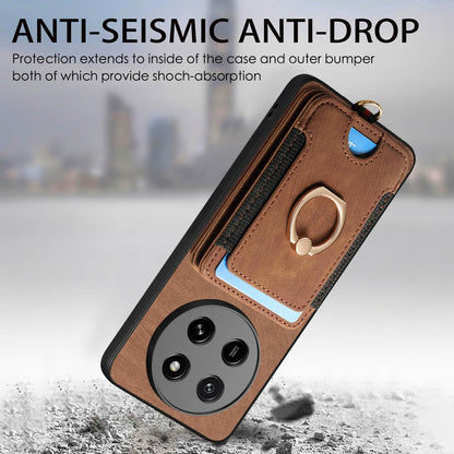 For Honor X80 Pro Max 5G Retro Skin-feel Ring Multi-card RFID Wallet Phone Case - Brown - SYA002460006F